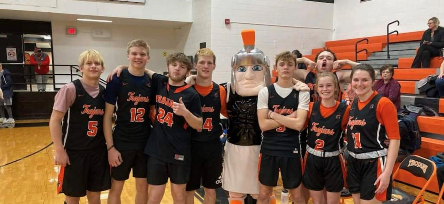 NHS Students with School Mascot